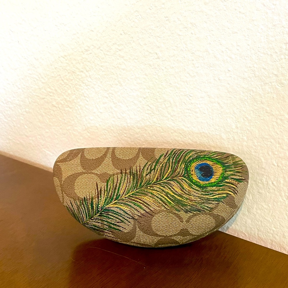 Coach Sunglasses Case with Hand Painted Peacock Feather